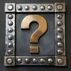 Wall Mural - Gold Question Mark in Metal Frame