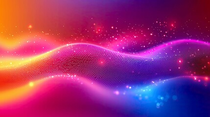Wall Mural - vibrant abstract wave background: colorful particles and glowing design - premium texture for modern