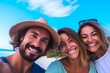 © Vorda Berge - Portrait of a American family tourists smiling on the beach