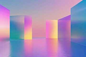 Wall Mural - Vibrant Gradient Design with Sleek Hazy Filters and Elegant Minimalism