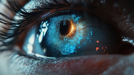 Digital data in human eye; futuristic concept