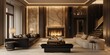 © Srisa - Spacious living room with an elegant fireplace and high-end finishes