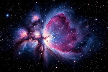 Wall Mural - cosmic nebula with swirling gases in vibrant purples and teals star clusters glowing deep space phot