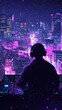 © NpicArt - Silhouette of dj with cityscape backdrop mixing music