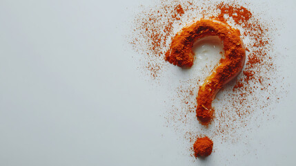 Wall Mural - Orange Glitter Question Mark on White Background