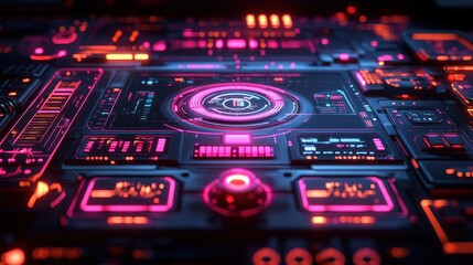 Futuristic Tech Panel Glowing Interface