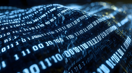 Abstract Binary Code Background With Glowing Light Effect