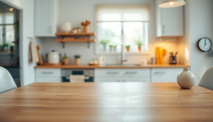 Wall Mural - Modern kitchen interior with a table and stylish furniture in a cozy home setting