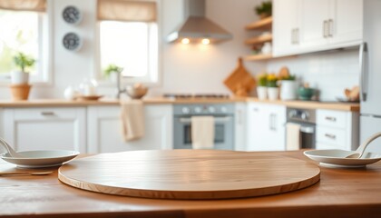 Wall Mural - Modern kitchen interior with a table and stylish furniture in a cozy home setting