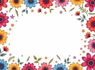 Wall Mural - Whimsical Flower Pattern Art -  Abstract Floral Design