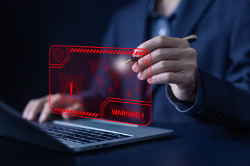 Wall Mural - alert cyber attack, symbol threat on the network. concept of a security warn system for hacker attac