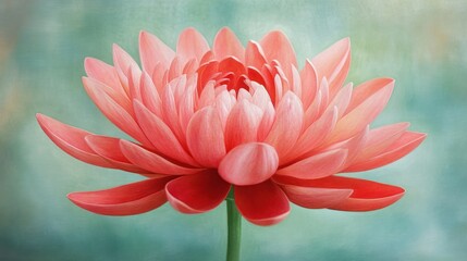 Wall Mural - Coral lotus blossom, artistic rendering, serene background, floral design