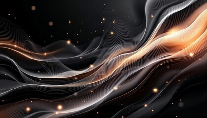 Wall Mural - abstract elegant wave design with glowing particles and linear art
