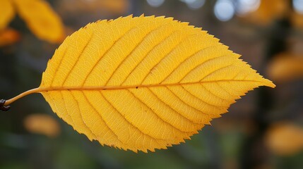 Poster - Golden leaf, autumn detail, forest background, nature photography