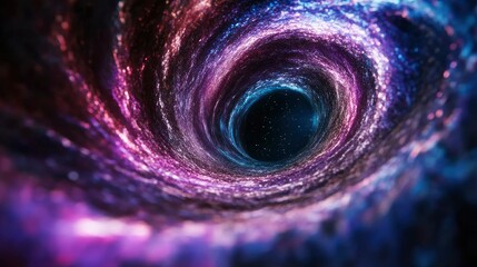 Wall Mural - abstract swirling vortex of purple and blue nebula in space, cosmic tunnel, black hole