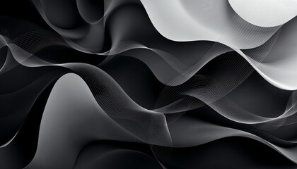 Wall Mural - abstract monochromatic wave forms with delicate filament structures