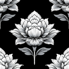 Wall Mural - Monochrome Floral Illustration