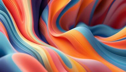 Wall Mural - fluid multicolor waves abstract background digital art wallpaper