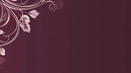 Wall Mural - Elegant floral corner design, maroon background, invitation template