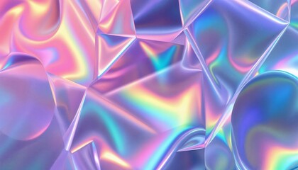 Wall Mural - iridescent dreamscape a symphony of holographic textures and reflections