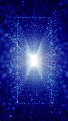 Poster - loop digital changing color endless technology dotted tunnel network vertical background.