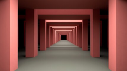 Wall Mural - Pink corridor, perspective, architecture, design, background, abstract