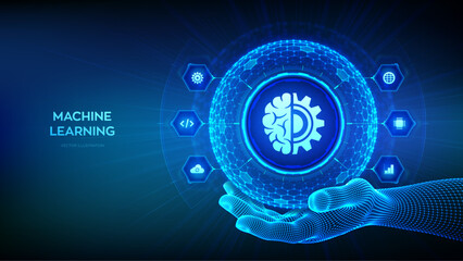 Wall Mural - machine learning. ai artificial intelligence. data mining, big data, algorithm, neural network. 3d s