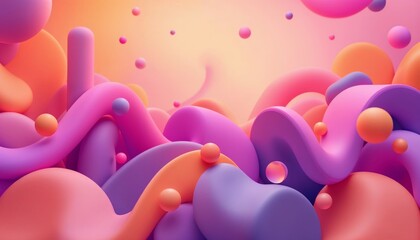 Wall Mural - pastel dreams serene abstract 3d shapes playful scene composition