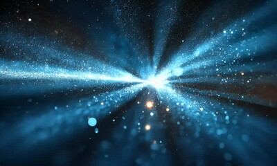 Wall Mural - Abstract blue light explosion in dark space