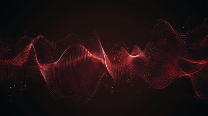 Wall Mural - Red wave particles dark background