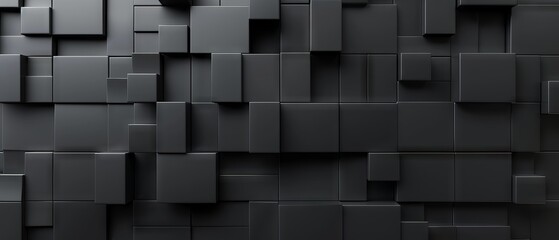 Wall Mural - Abstract 3D rendering of a geometric pattern featuring black cubes arranged in a modern, minimalist design, ideal for backgrounds, textures, and creative projects