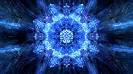 Wall Mural - Blue fractal crystal mandala