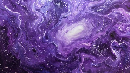 Wall Mural - Abstract cosmic illustration depicting swirling purple and white nebulae with starry background, ideal for space themes