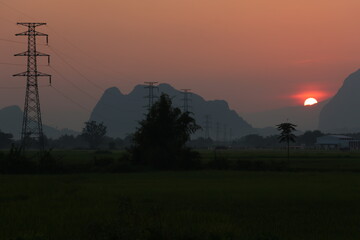 Wall Mural - sunset over the mountains