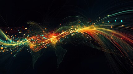 Wall Mural - Global Connectivity: A Visual Representation of Data Flow and Networks