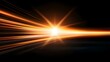 © Archara - The image shows a bright, golden light emanating from a central point, creating streaks of light that radiate outwards and curve downwards, resembling a speeding light trail against a dark background