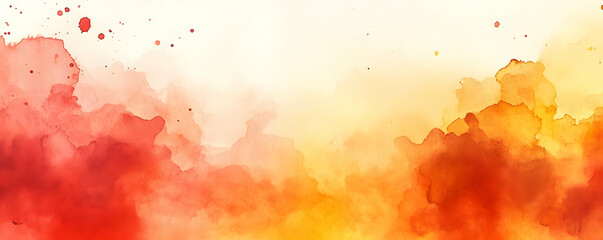 Wall Mural - Orange watercolor sunset banner