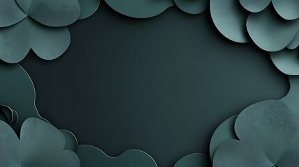 Wall Mural - Teal floral frame, dark background, design element