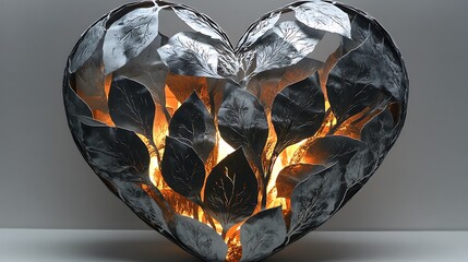 Wall Mural - Romantic paper-cut Valentine heart card with a beautifully layered design soft glowing light illuminating intricate details