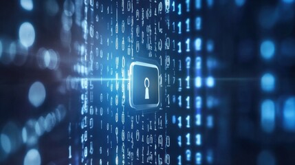 Digital security and data encryption concept showcasing binary code