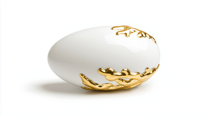 Wall Mural - Decorative porcelain egg with gold leaf details, elegant and unique design