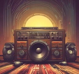 Wall Mural - illustration of music background.