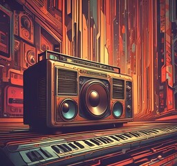 Wall Mural - illustration of music background.