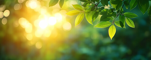 Wall Mural - Sunlight through leaves, nature scene