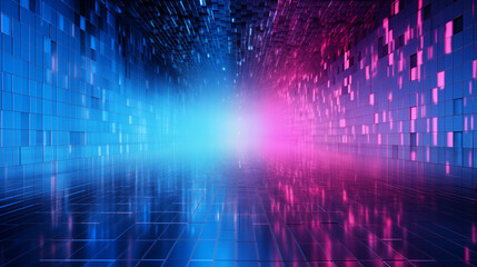 Abstract blue pink digital binary code matrix texture background.