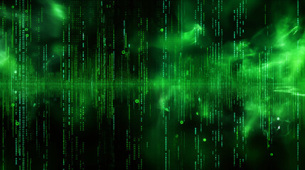Abstract green digital binary code matrix texture background.