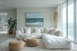 © Somboon - Coastal living room design modern coastal retreat interior design bright space relaxing atmosphere minimalist style