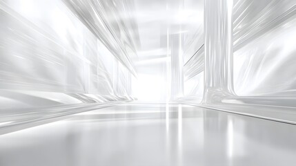 Wall Mural - Abstract architecture of a glossy white futuristic hallway design