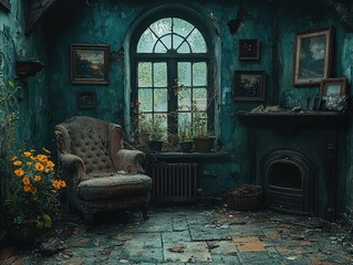 Wall Mural - Abandoned cottage interior slung derelict forsaken outcast