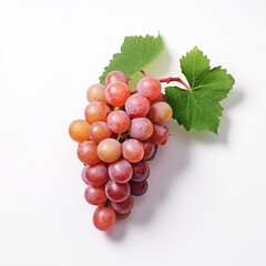 Wall Mural - Juicy Red and Pink Grapes with Lush Green Leaves: A Delightful Still Life